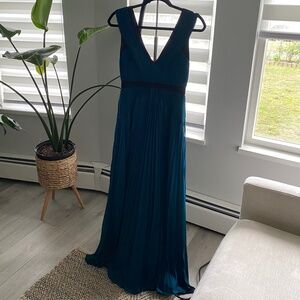 BCBGMaxAzria pleated teal gown (size 4)